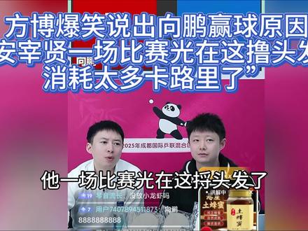 方博爆笑说出向鹏赢球原因“安宰贤光顾着撸头发了,消耗了太多卡路里”#方博 #向鹏