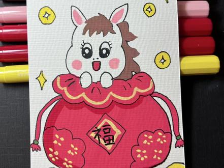 丙烯马克笔画|简笔画|马福袋 #画画使我快乐 #创作者中心 #创作灵感 可爱的马福袋,我们一起来画画#跟着抖音学画画 #一学就会的简笔画