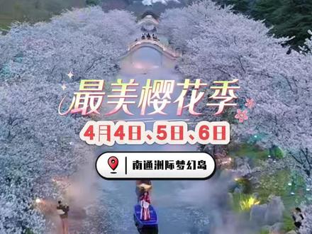 别错过,清明假期就来开沙岛!樱花盛放+烟花秀直接美出圈 #春假 #樱花 #洲际梦幻岛 #南通
