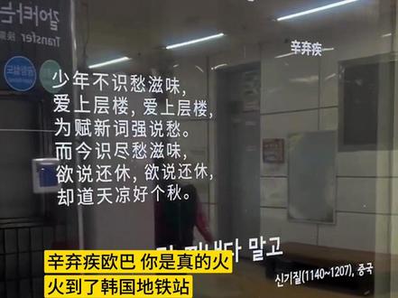 辛弃疾火到了韩国地铁站 #辛弃疾 #历史 #韩国