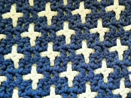 双色十字花样坐垫钩织教程 #坐垫 #手工毛线编织