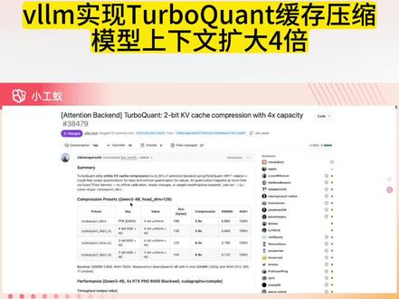 vllm实现TurboQuant缓存压缩 模型上下文扩大4倍 #小工蚁 #vllm #大模型推理优化