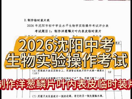 2026辽宁中考生物实验操作考试4选1之洋葱鳞片叶内表皮临时装片#生物考试 #中考加油 #中考备考技巧 #中考 #中考生物
