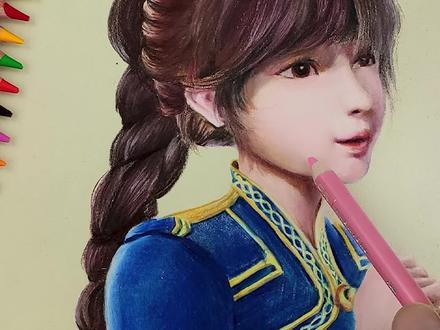 画穿着诺丁学院校服的小舞,斗罗大陆彩铅人物手绘!#斗罗大陆 #小舞 #画画