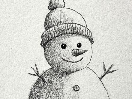 一分钟学会!超简单的画雪人方法✿ ◡‿◡✿ #零基础学画画 #一起学画画 #画雪人 #雪人画法 #画冬天