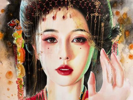 第52集·水彩手绘·白鹿 这个妆容太美了。#白鹿 #唐宫奇案 #水彩 #挑战画100个明星 #跟着抖音学画画