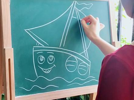 小帆船的简笔画,祝愿自己今晚开启的直播之旅一切顺利!加油!