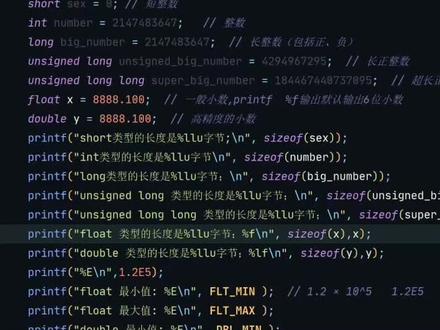 C语言-int、float和double的区别 #c语言实例演示 #c语言不挂科 #轻松看会C语言