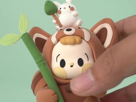 抓住小熊猫啦!#粘土 #粘土手工 #粘土教程 #熊猫