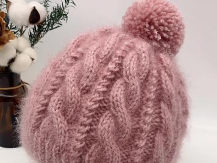 鱼骨针单麻花帽编织教程第三集#爱生活爱编织 #手工diy #手工diy毛线编织