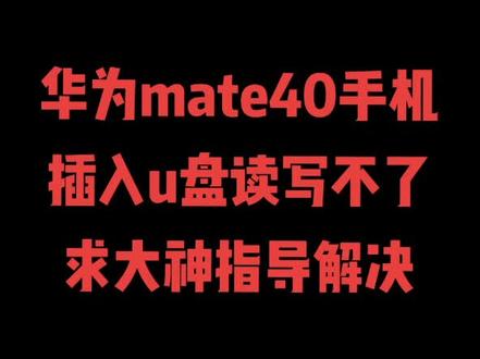 华为mate40手机
插入u盘读写不了,求大神指导怎么解决?