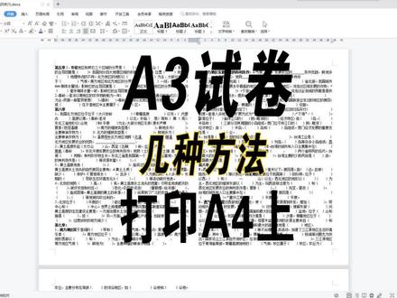 46、A3试卷打印A4上几种方法,老师:我发的都是A3试卷文件#WPS打印