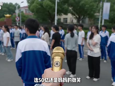 选50亿还是妈妈的微笑? #搞笑#抽象#校园日常 #ai