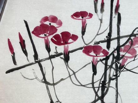 牵牛花缠绕茎的画法#国画教程 #抖出我的艺术 #一起学画画