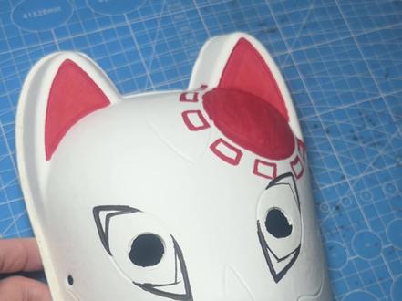 这一次画一期炭治郎戴过的面具! #绘画过程 #面具 #炭治郎 #鬼灭之刃 #绘画 @抖音小助手