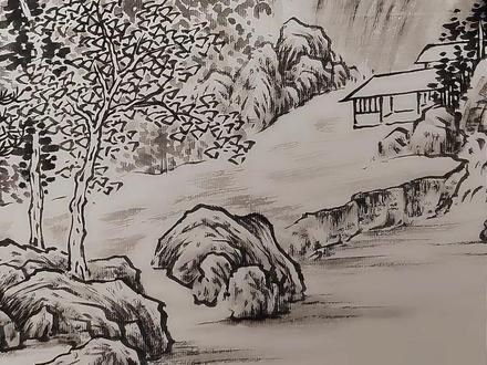 石块的清墨淡染 #画画 #零基础学画画