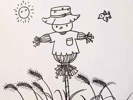 一起来画稻草人吧!稻草人画法#画画 #稻草人 @抖音小助手