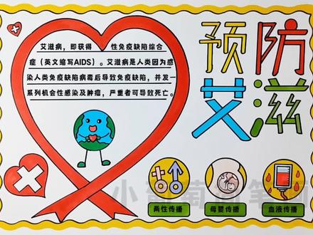 预防艾滋手抄报/预防艾滋病手抄报/世界艾滋病日手抄报,简单好看,有线稿可打印#预防艾滋 #手抄报#世界艾滋病日 #防艾 #防艾手抄报