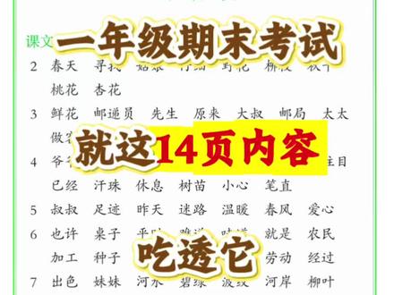 一年级下册语文期末考试吃透这14页纸,稳进年级前三#一年级#一年级下册语文#一年级数学下册#必考考点#期末重点知识