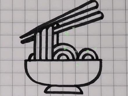 每年的今天都必须吃的长寿面,老妈在厨房忙着下面~我在这里画面充饥🍜🤪,不说了,吃面去咯~#简笔画#长寿面