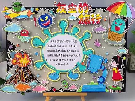 灰尘的旅行立体手抄报模版线稿 灰尘的旅行手抄报模版教程,好书推荐,小学课外阅读思维导图,四年级下学期#灰尘的旅行立体手抄报!#好书推荐#快乐读书吧#细菌世界历险记