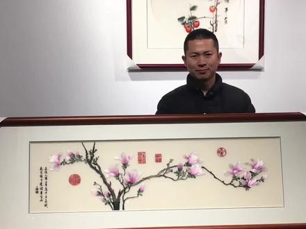 #苏绣 #装饰画 #家居挂画 #艺术装饰画 #手艺人在抖音 苏绣精品文征明白玉兰 寓意佳适合床头画或书房挂画