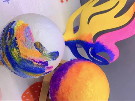 不用涮笔也能画出油画版星球灯/小夜灯#绘画#手工DIY#星球灯