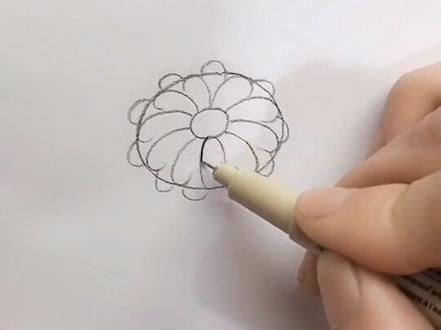 教大家简单画朵野菊花。就是先这样,然后这样,再那样就好了。😘#日常教画 @抖音小助手