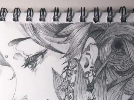 铅笔画,粉丝说要看半面妆,小朋友也是第一次画!