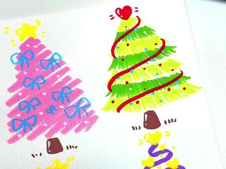 一分钟学会圣诞树的四种画法 学会了送给你好闺蜜!#丙烯马克笔 #绘画教程 #简笔画教程 #圣诞树绘画 #圣诞树简笔画