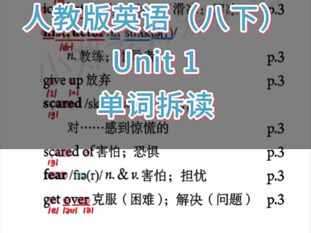 人教版英语八下Unit1单词拆读#英语 #背单词#家长收藏孩子受益#人教版英语