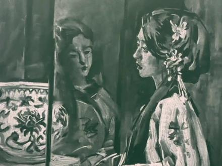 一根粉笔带来的震撼!青花瓷画出了穿越感👍