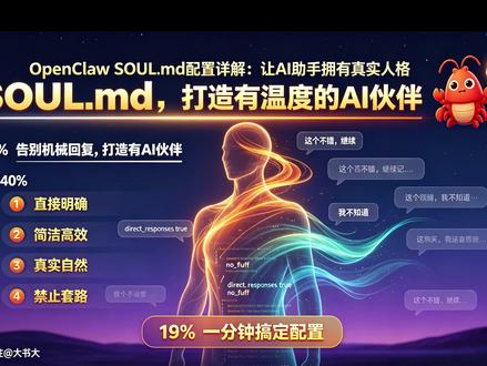 AI总说废话? SOUL.md配置 一分钟搞定✅ AI助手总是机械回复?😤 SOUL.md配置文件让它拥有真实人格!直接、简洁、有态度,告别客服机器人式对话。点击观看完整教程👇 #OpenClaw #SOUL #AIAgent #个性化配置 #技术分享