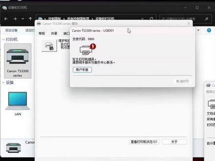 佳能TS3380打印机 提示错误代码5B00 废墨收集器已满 快速解决方案#清零#打印机维修#办公设备维修#记录维修日常#打工人