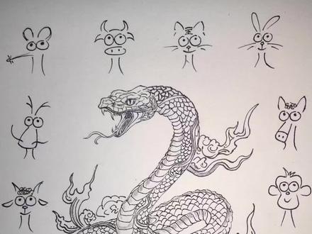 我是绝对公平🥳 蛇:我才不是贡菜!!!#十二生肖蛇 #十二大侠赛金刚 #手绘 #十二生肖 #拼豆