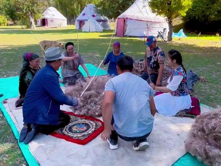 原生态牧民生活鉴赏2⃣️7⃣️非物质文化遗产-擀毡技艺#万人说新疆 #记录真实生活 #民族特色民族文化 #牧民生活 #旅行推荐官