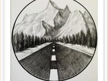 一分钟教你画小公路,你学会了吗。八一建军节快乐,出行注意安全。#零基础学画画 #素描风景 #画雪山 #公路画法