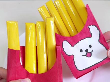 用纸做薯条捏捏乐教程来啦! 你学会了吗?#内容启发搜索 #自制玩具 #自制捏捏乐 #手工 #捏捏乐教程