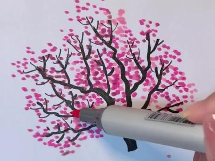 简单快速画桃花#简笔画#桃树#一学就会系列