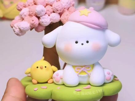 粘土教程~春日樱花修狗超轻粘土摆件 #手作diy #超轻粘土 #粘土教程 #粘土手工 #粘土