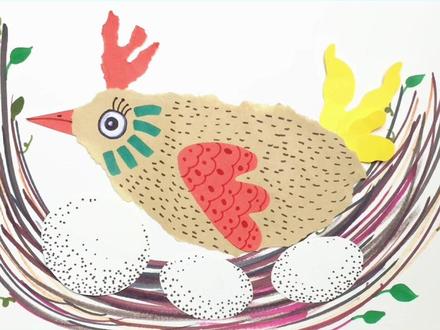 母鸡是怎么孵蛋的?一起来看看吧,用最简单的方式画一只正在孵蛋的鸡,看一遍就会的创意画,大家一起试试吧#创意美术 #孵蛋