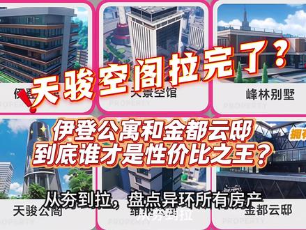 天骏公阁拉完了?伊登公寓和金都云䣌到底谁才是性价比之王!
从夯到拉,盘点异环所有房产
#异环 #异环攻略 #异环购房推荐