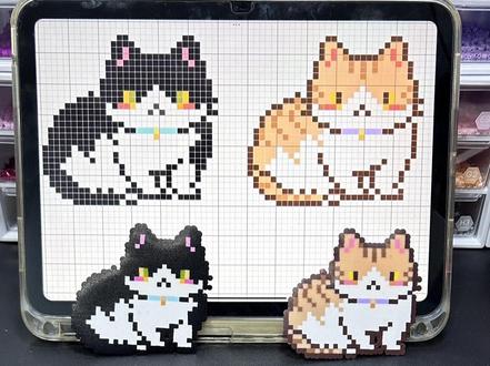 喵喵:喵喵喵喵喵喵... #拼豆 #拼豆图纸 #拼豆diy #猫咪