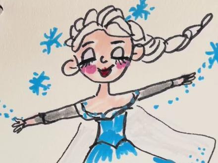我和姐姐比赛画艾莎公主 #画画 #一起学画画 #艾莎 #艾莎公主 #每日一画