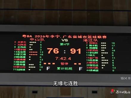 中山七连胜梦想破灭,爆冷输湛江!深度复盘,后续走势预测~#粤BA #中山#湛江#广州#珠海