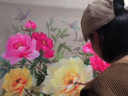 花开富贵牡丹油画#玄关油画#沙发背景油画#原创油画#油画收藏#卧室油画 抖音