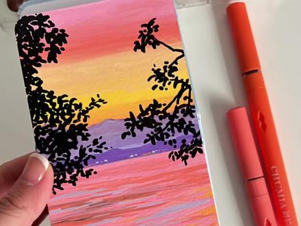 挑战100幅新手丙烯马克笔第四十七幅 #画渣本渣 #手翻画 #丙烯马克笔 #丙烯马克笔绘画