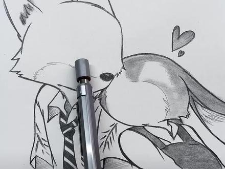 朱迪和狐尼克该怎么画?🐰🦊 #画画 #绘画过程 #疯狂动物城2 #朱迪尼克 #跟着抖音学画画