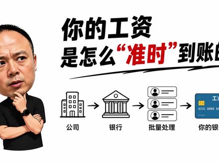 你的工资是怎么"准时"到账的? 每个月发薪日,全公司几百人的工资同一秒到账——这件事看起来理所当然,背后是一套银行代发系统在批量处理。当全国几亿人在月底集中发薪,银行系统是怎么扛住的?这期从技术角度讲清楚代发工资的链路,结尾揭示一个关于"企业为什么和特定银行绑定"的商业真相。#工资 #银行 #代发工资 #金融 #打工人