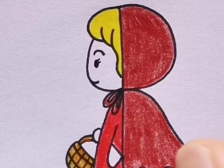 字母R画小红帽@抖音小助手 #简笔画 #手绘 #小红帽 #天生不同抖出自在 #亲子